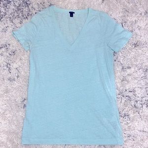 J Crew Short Sleeve V-Neck T-Shirt Size Medium in Light Blue